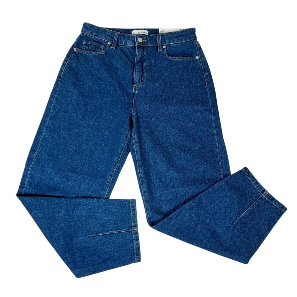 NWT Loft Womens Blue The Barrel High Rise Curvy Fit Stretch Skinny Jeans Size 27